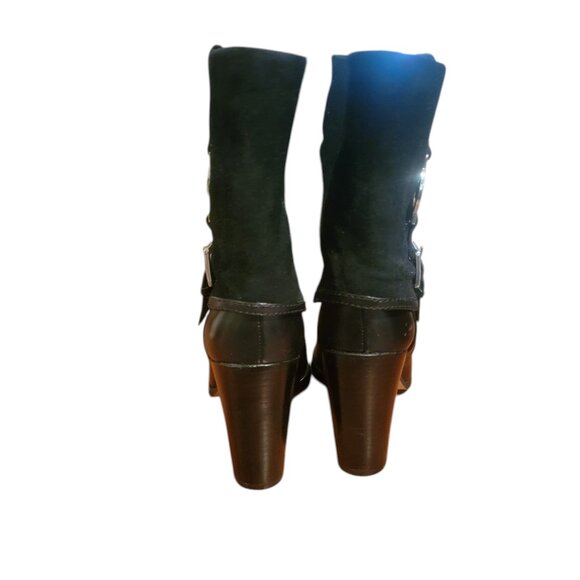 MICHAEL KORS Fulton Harness Bootie Suede Logo Buckle Block Heel - Picture 6 of 12